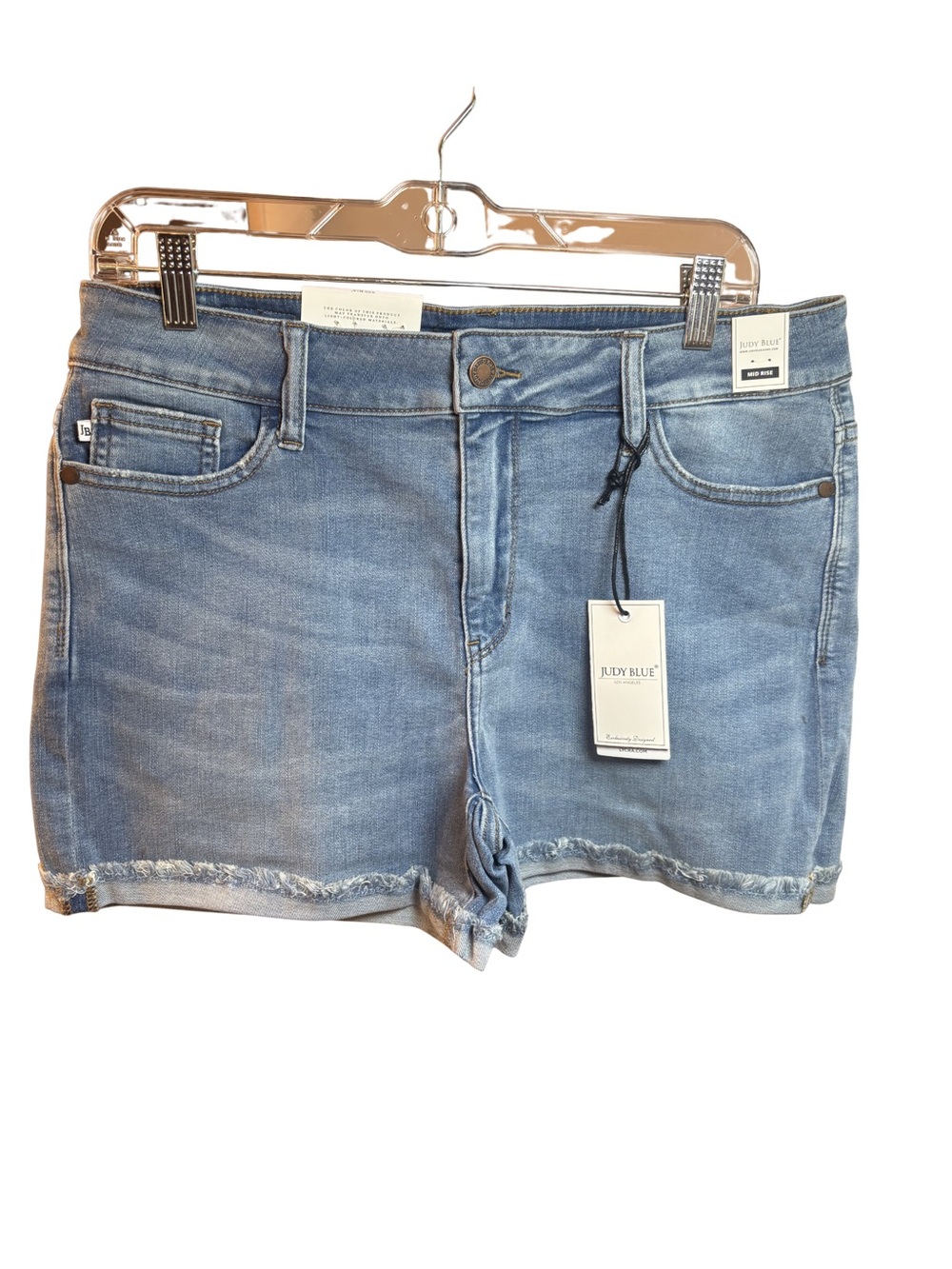 Judy Blue XL Mid Rise Cuffed Denim Cutoff Shorts Lycra Stretch NWT